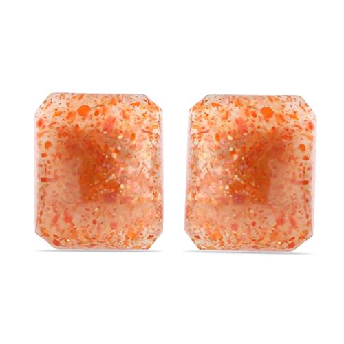 BUY 925 SILVER NATURAL ORANGE SUNSTONE GEMSTONE EARRINGS